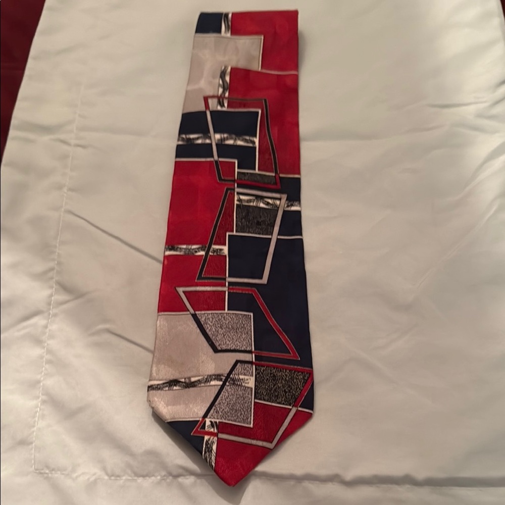 Robert Graham Red and Black Silk Tie with Geometric Design